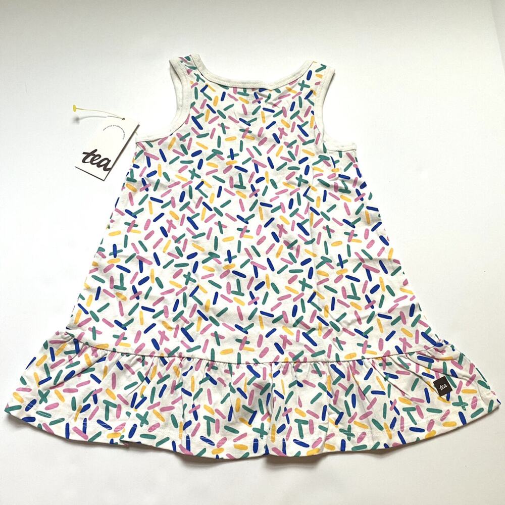 NEW Tea Collection Pink Geometric Ruffle Dress - Picture 5 of 5